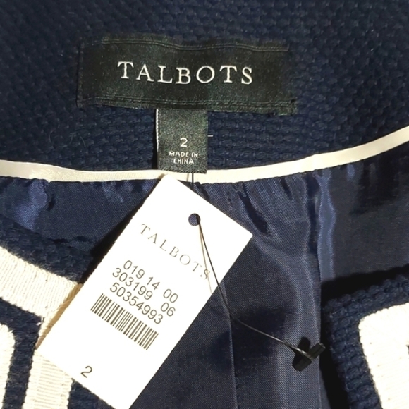 NEW Talbots Blazer Open Front Cotton Navy Blue Size 2 - Picture 14 of 15